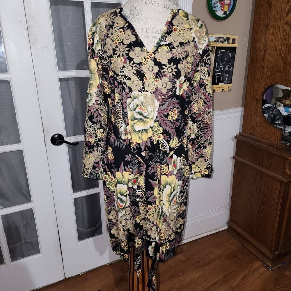 Almatrichi Madrid‎ Spain Womens Black Floral Embroidered Dress 40 8